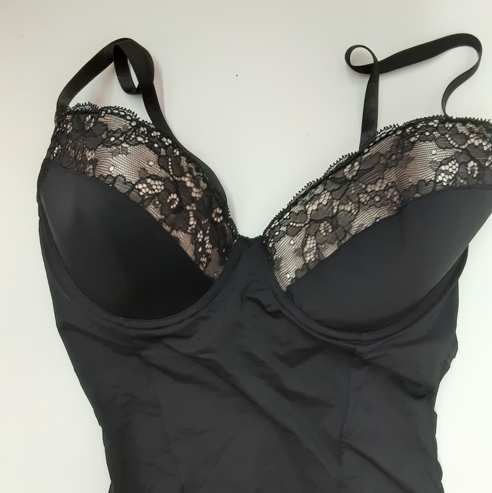 Avon Body Illusion Black Lacy Bodysuit Size Small
